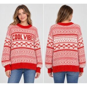 Aerie Cool Vibes Sweater Fair Isle Oversized NWT XXS